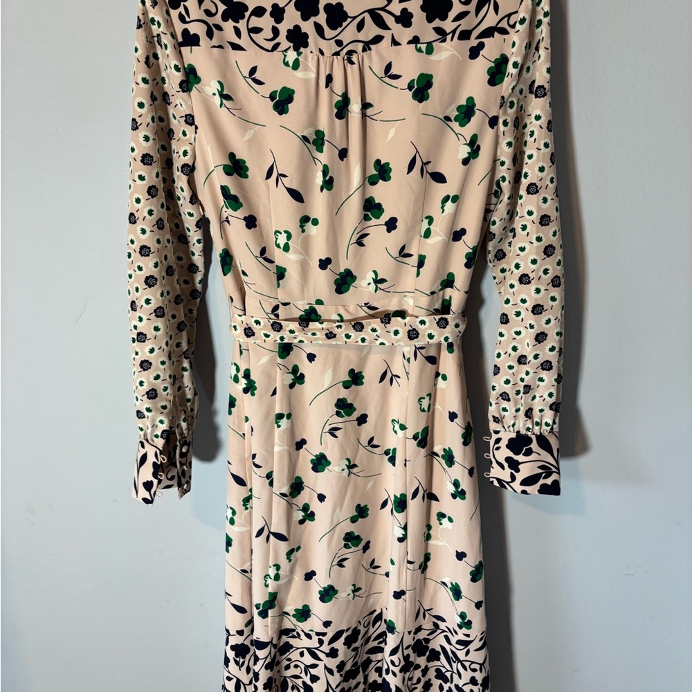 Boden Pale Pink, Navy and Green Floral Long Sleeve Dress - Picture 2 of 5